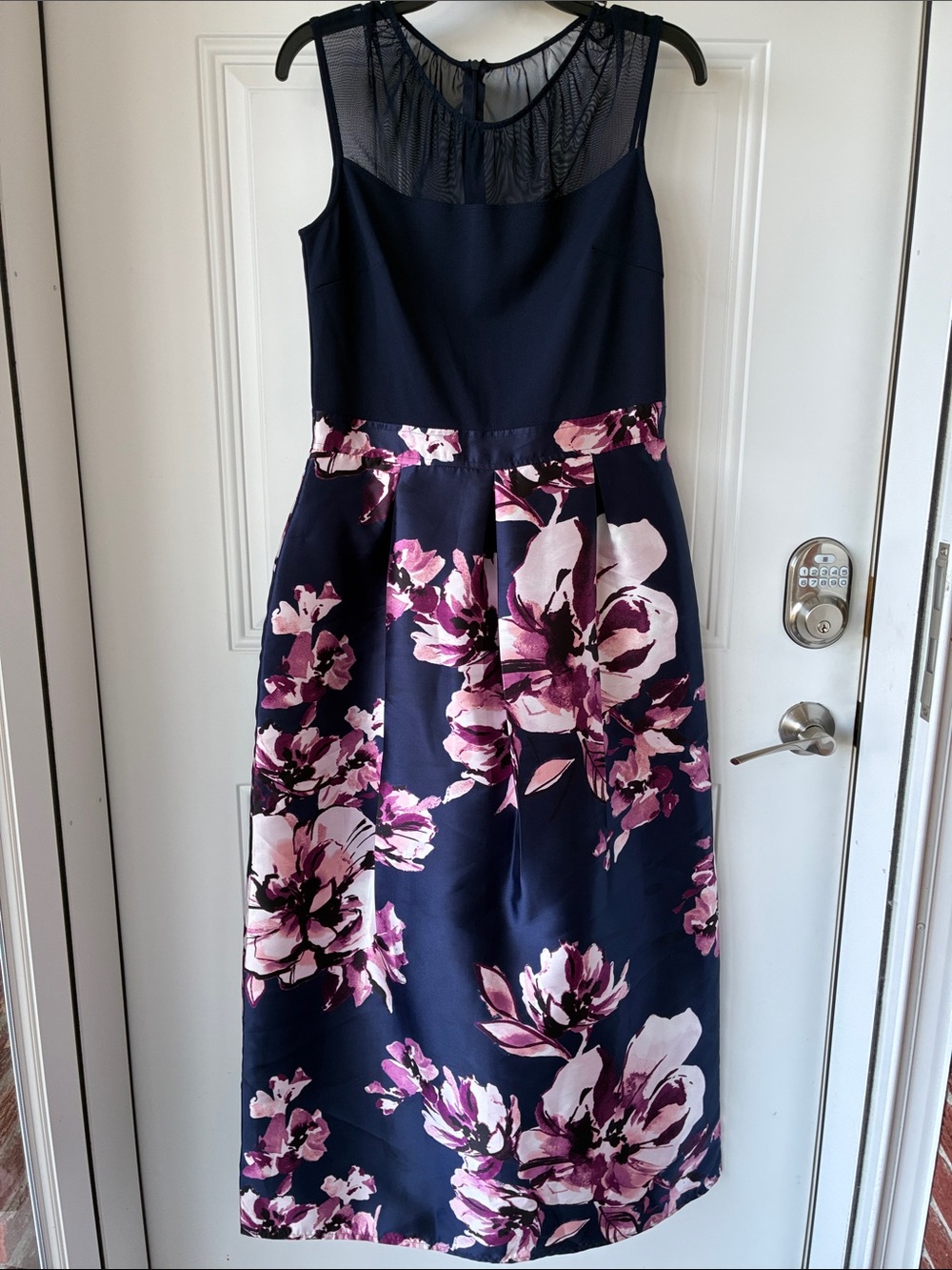 Enfocus Studio Navy Dress with Pink Floral Print